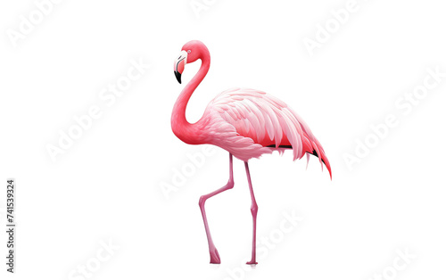 Delicate Flamingo on white background