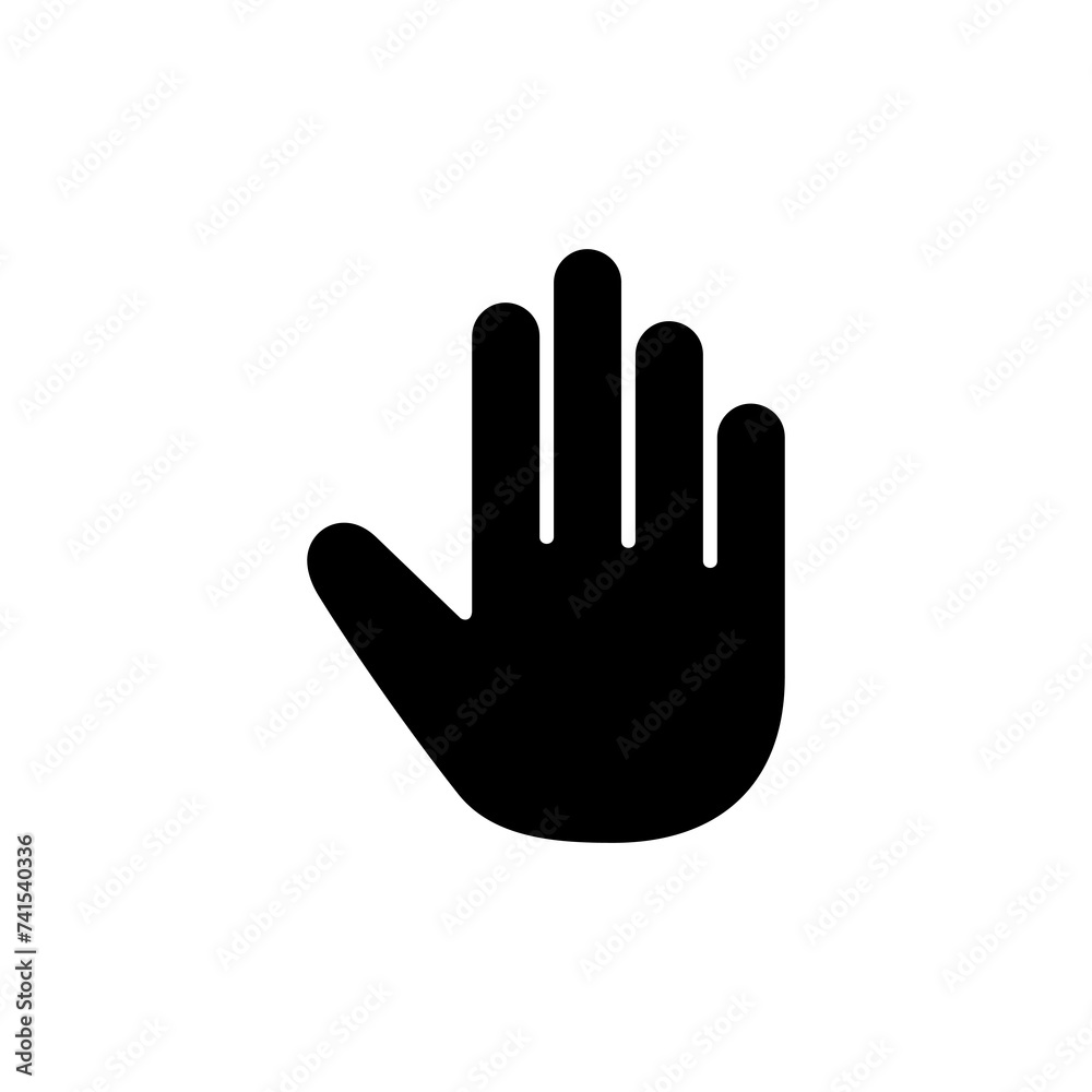 Hand icon isolated on white background. Hand gesture. hand stop Hand icon isolated on white background. Hand gesture. hand stop