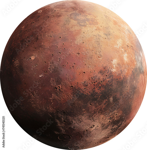 Surreal image of dwarf planet Makemake, red, isolated on transparent background photo