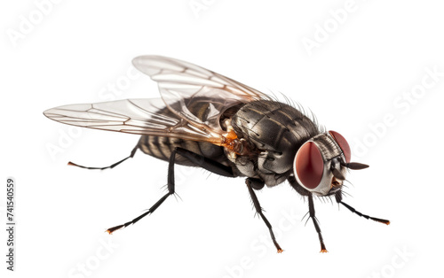 Common Housefly on Window Sill on white background