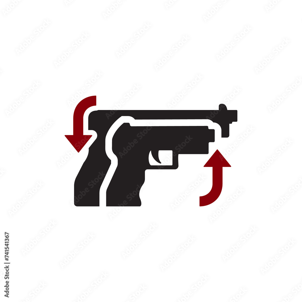 Pistol function arrow icon vector graphic of template