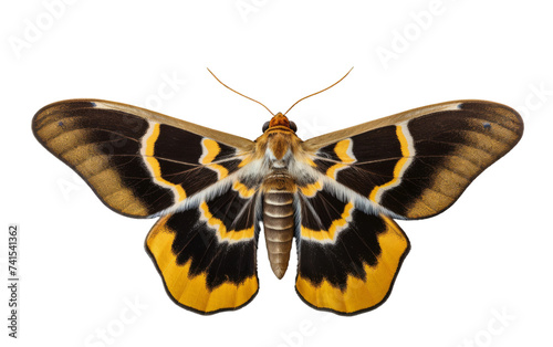 Large Yellow Underwing Moth with Bold Markings on white background
