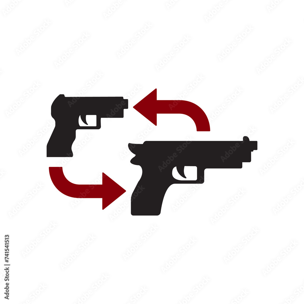 Pistol function arrow icon vector graphic of template