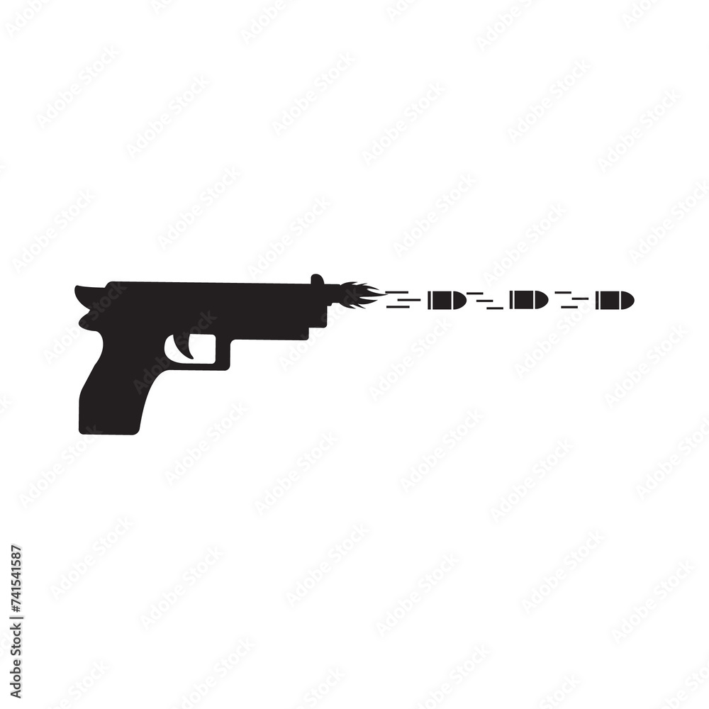 Gun firing icon vector graphic of template sign symbol
