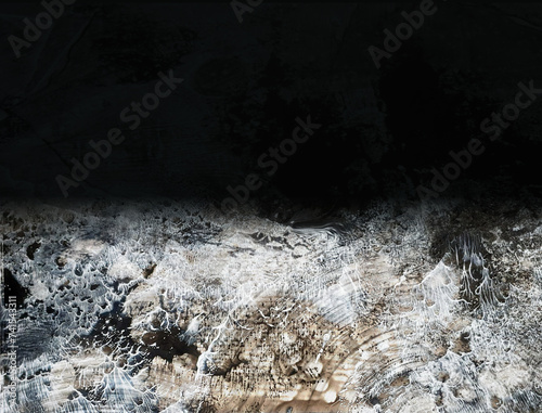 Japanese grunge monochrome hand drawn texture on black background with mysterious austere feel 