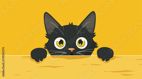Cat laying on paper banner template. Peeking blac © Quintessa