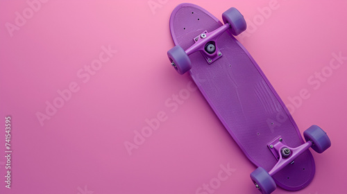 purple youth skateboard on a pink background.generative ai