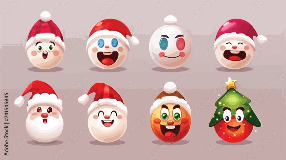 Christmas emoji character vector set. Christmas c