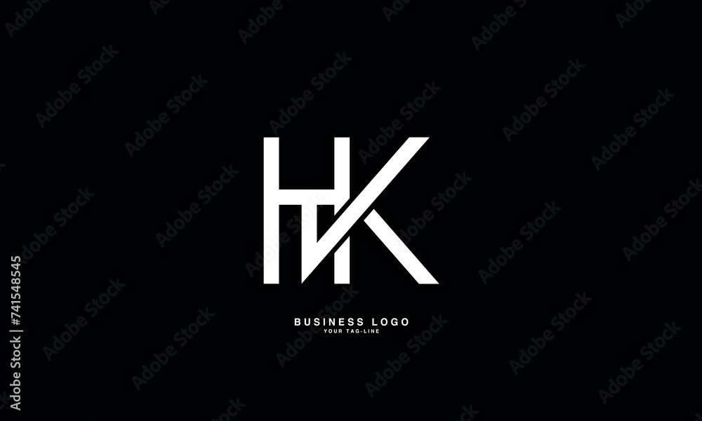 HK, KH, H, K, Abstract Letters Logo Monogram - obrazy, fototapety, plakaty 