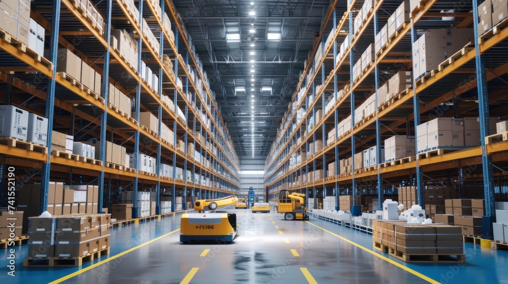 The bustling distribution warehouse hummed with the organized chaos of freight transportation, as warehouse workers scurried to ensure timely deliveries. The bustling distribution warehouse hummed with the organized chaos of freight transportation, as warehouse workers scurried to ensure timely deliveries.