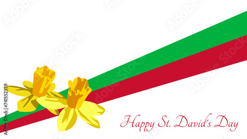Saint David's Day poster with daffodil flower illustration, suitable for background, banner, backdrop, and other media