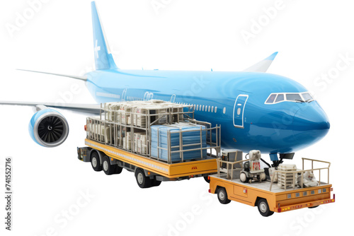 Freight Aircraft Loading Process Isolated on Transparent Background