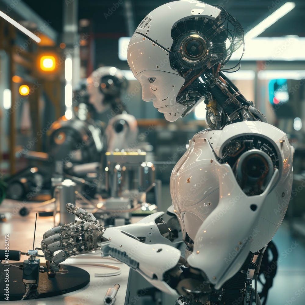 Fototapeta premium The bustling distribution warehouse was a hive of activity as freight transportation workers and warehouse workers moved in synchronization to keep operations running smoothly.