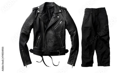 Edgy Leather Biker Jacket in Black on white background
