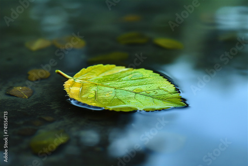 green leaf in water