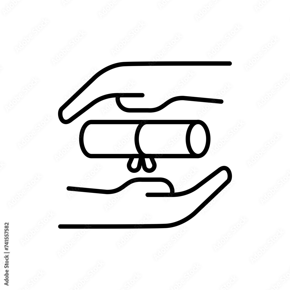 Give certificate outline icons, graduation minimalist vector illustration ,simple transparent graphic element .Isolated on white background Give certificate outline icons, graduation minimalist vector illustration ,simple transparent graphic element .Isolated on white background
