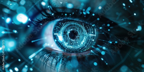 Eyes of human cyborg, digital technology