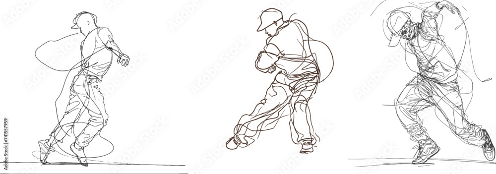 Continuous one painted single line dancer breakdance move Continuous one painted single line dancer breakdance move