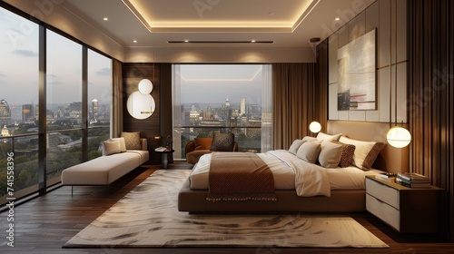 luxury elegant bedroom with double bed © urdialex