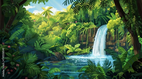 A picture of a jungle landscape for a children's book as a background