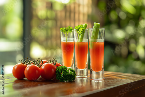 cocktail with tomato juice and alcoholic drink photo