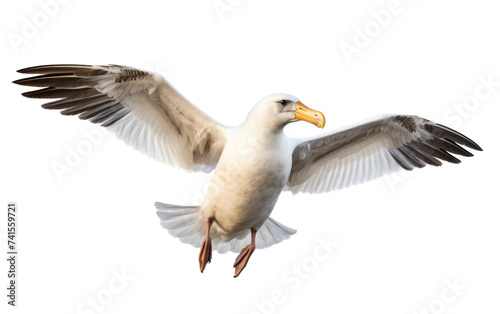 Graceful Albatross Gliding on white background