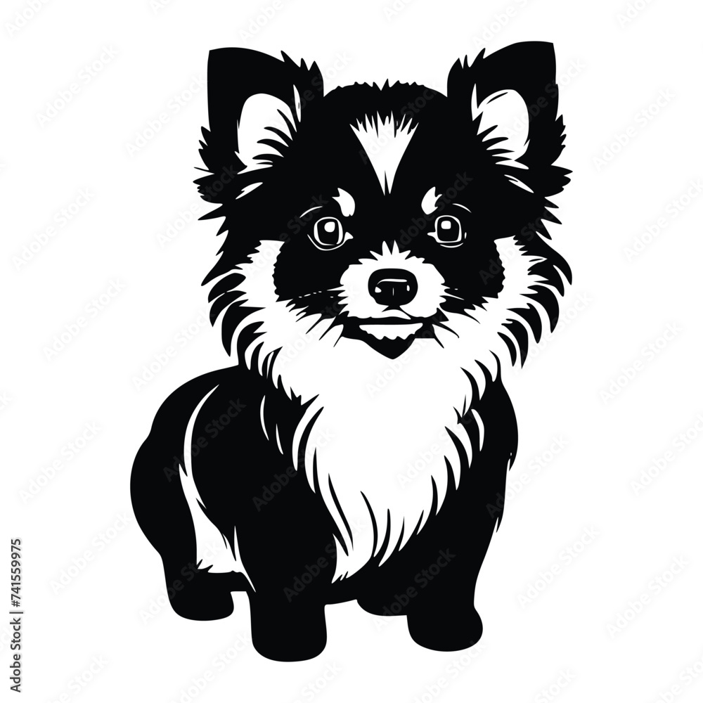 illustration of a Pomeranian dog, vector illustration of a Pomeranian dog, vector