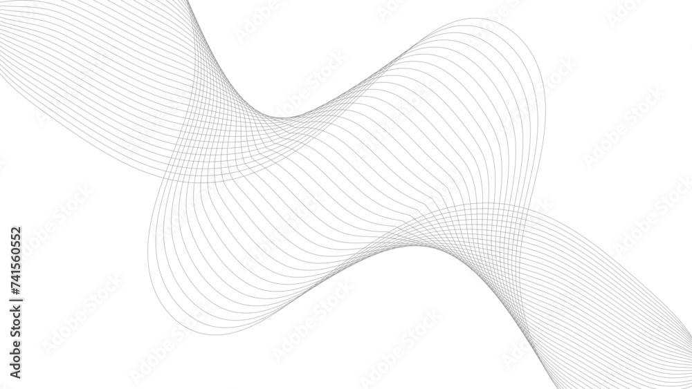 Technology abstract lines on white background. Abstract wave line for banner, template, wallpaper background with wave design. Vector illustration.
