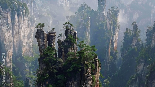 stone mountains in zhang jia jie national park photo
