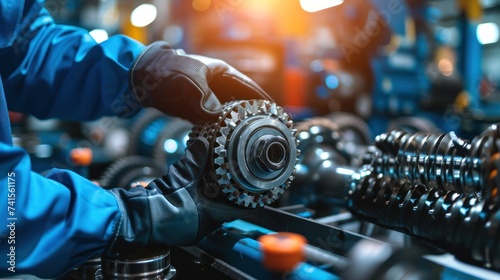 Mechanic engineers meticulously assemble automotive gear spare parts, guaranteeing precision across four distinct sets for optimal performance