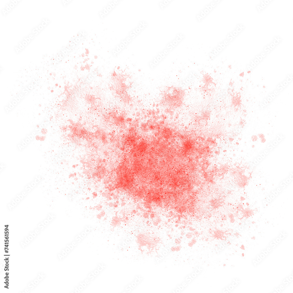 Watercolor red splashes, drops. PNG of paint or ink splashing dynamic motion, design elements isolated on transparent background 