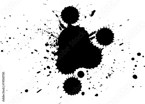 black ink dropped splash splatter grunge graphic element