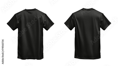 Black T-Shirt Mockup Displayed in Front and Back View