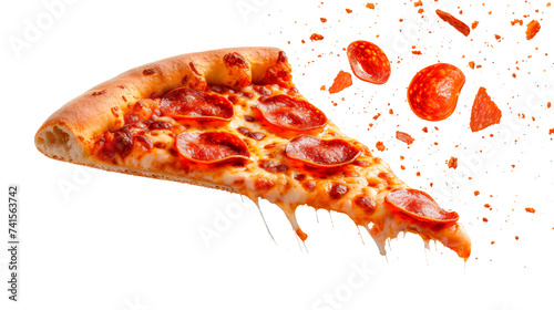 Freshly Baked Pepperoni Pizza Slice With Melting Cheese