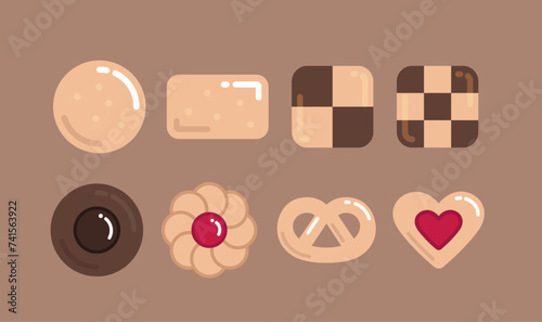 Set of Danish butter cookie color icons (ID: 741563922)