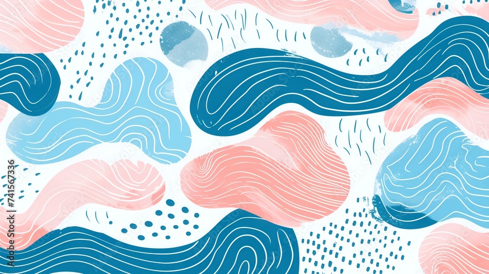 Cartoon ocean depth flora minimalist wallpaper screen background in cute pastel colors