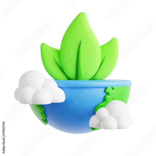 Go Green 3D Icon Illustration for Earth Day photo