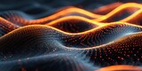 Close up of amber sound waves on black background. The modern concept of big data visualization. Generative AI