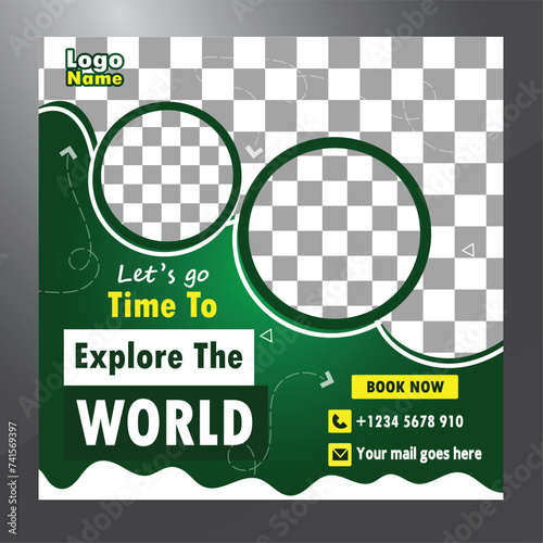 Travel agency social media post template design