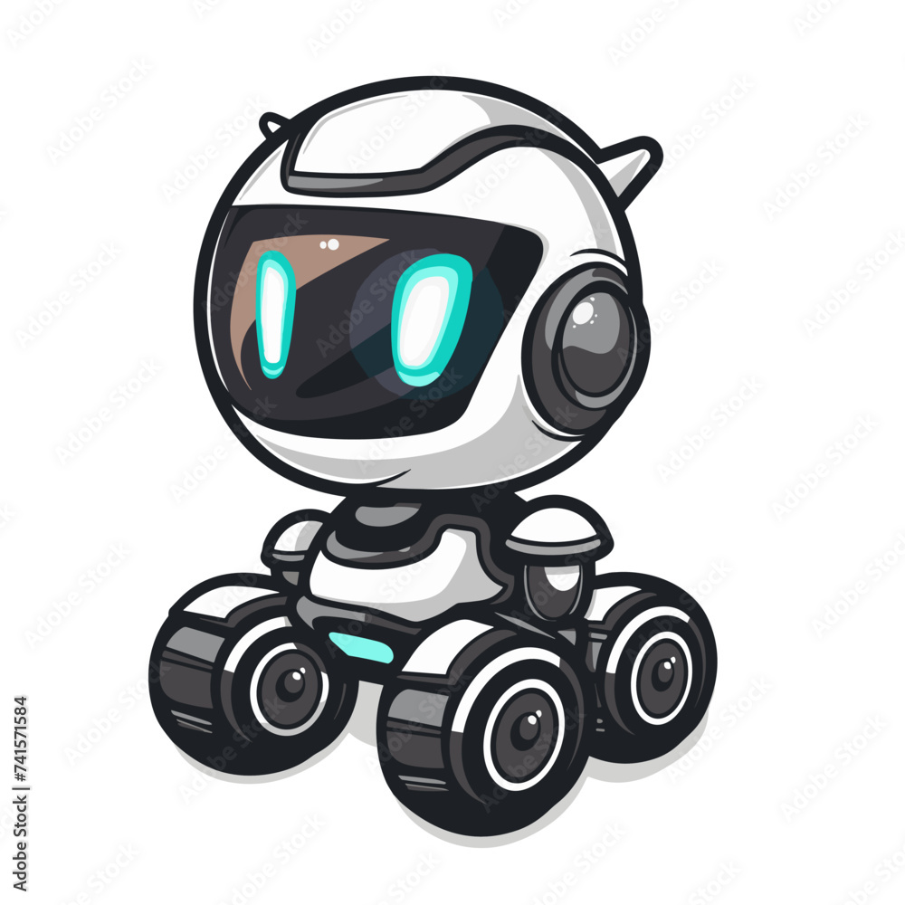 Cute cartoon robot isolated on a white background. Vector illustration.