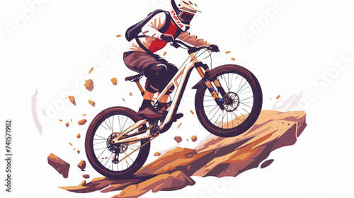 Fototapeta Naklejka Na Ścianę i Meble -  Extreme sport mountain biking vector flat isolate