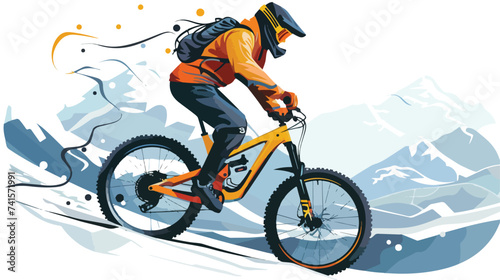 Extreme sport mountain biking vector flat isolate