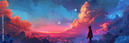 Abstract Anime background, manga style, LOFI, colorful wallpaper, poster cover