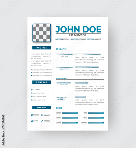 Clean modern design template of resume or CV, vector illustration, Professional Resume, CV Template Design,