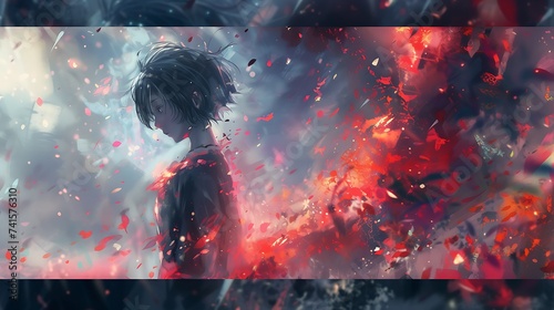 Abstract Anime background, manga style, LOFI, colorful wallpaper, poster cover © Filip