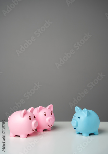 The piggy bank sympathizes with its brother for his poor health. Poor financial situation. Deposits and good savings conditions. Secrets and insights for saving and making money.