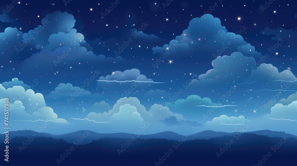 Clouds And Stars. Night Sky with Beautiful Stars and Clouds. Perfect Conceptual Background for Art