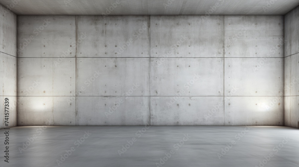 Empty Concrete Modern Interior. Clean Background with Cement Walls and Floor Texture in Spacious Empty Concrete Modern Interior. Clean Background with Cement Walls and Floor Texture in Spacious
