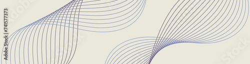 Abstract background with waves for banner. Web banner size. Vector background with lines. Element for design isolated on beige. Purple and blue gradient