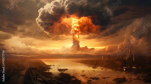 une explosion nucléaire, généré par IA photo